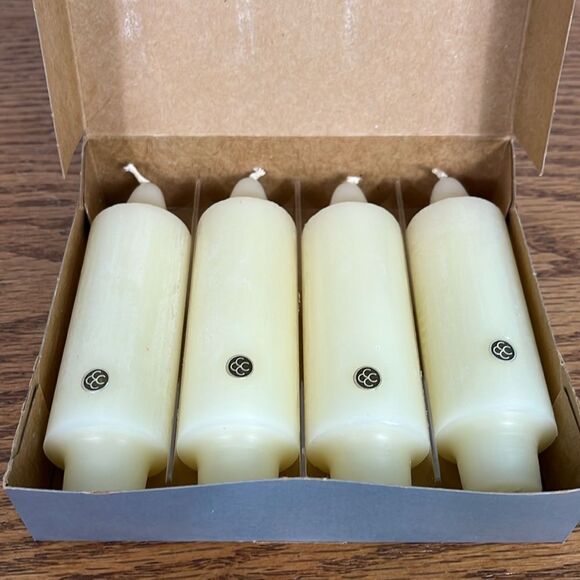 NIB 4 Vintage Colonial Candle-PartyLite 5” Unscented Bell-Top Ivory Taper - Picture 1 of 4